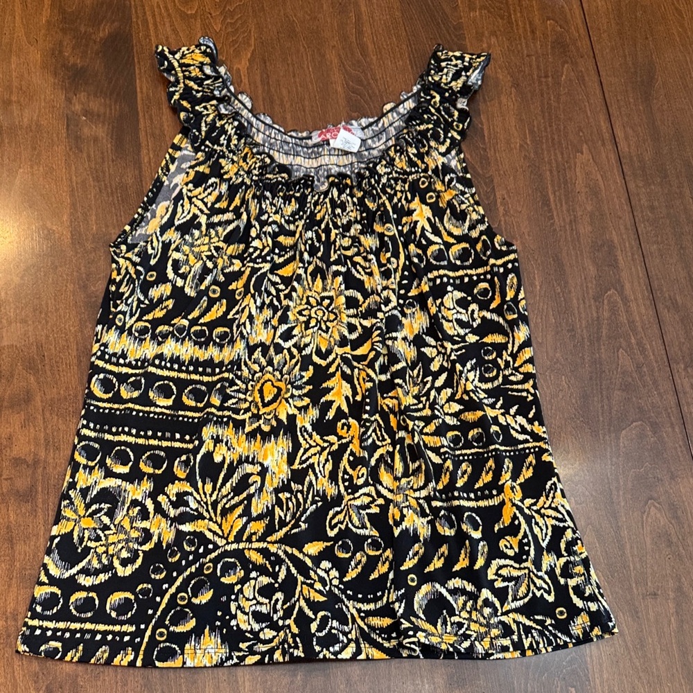 Carol Rose Black and Yellow Floral Tank Top